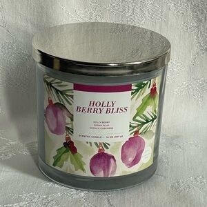 Sonoma HOLLY BERRY BLISS 3 Wick Jar Candle Berry Sugar Plum Vanilla Discontinued
